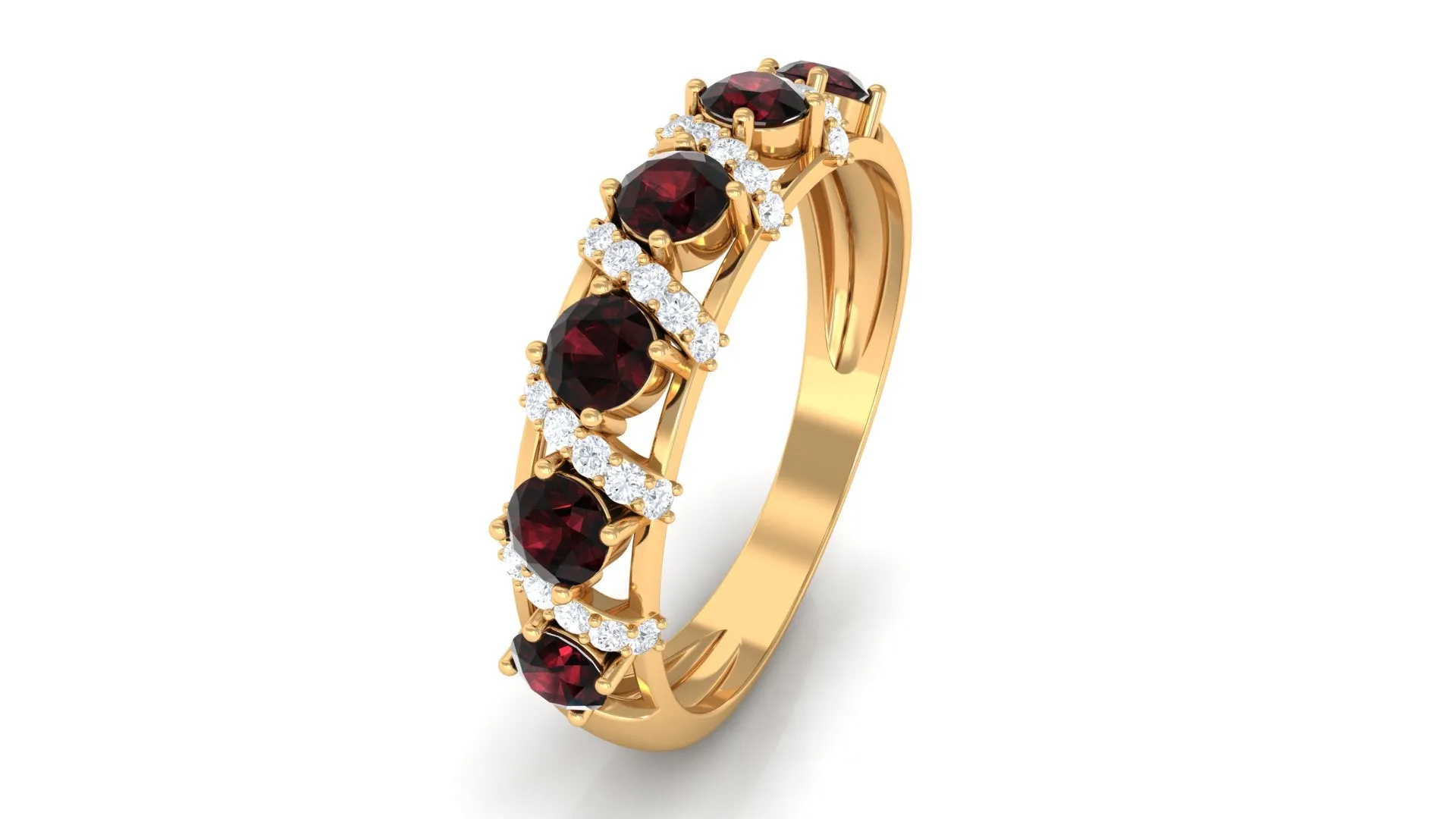 Garnet and Diamond Designer Anniversary Ring