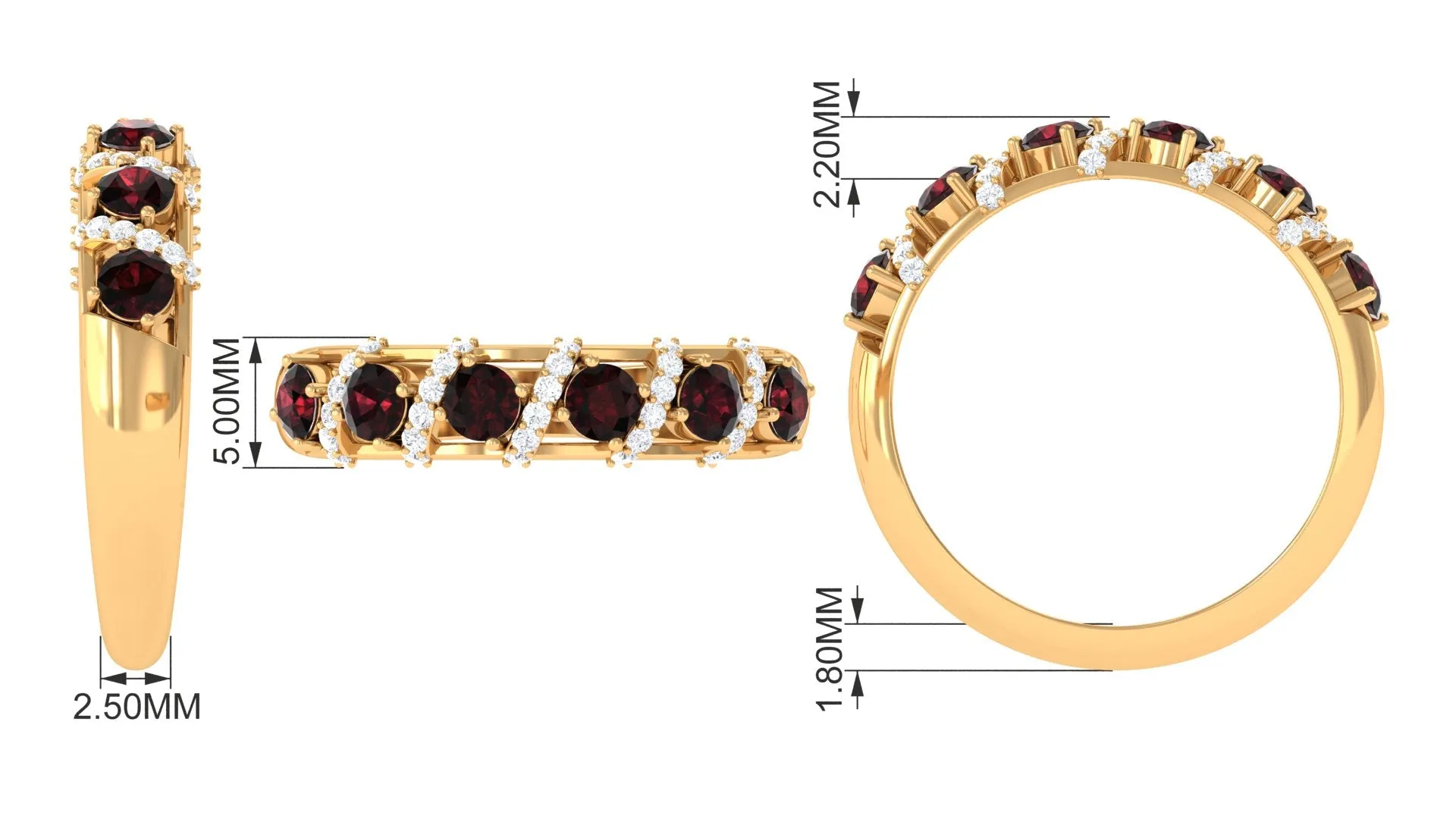 Garnet and Diamond Designer Anniversary Ring