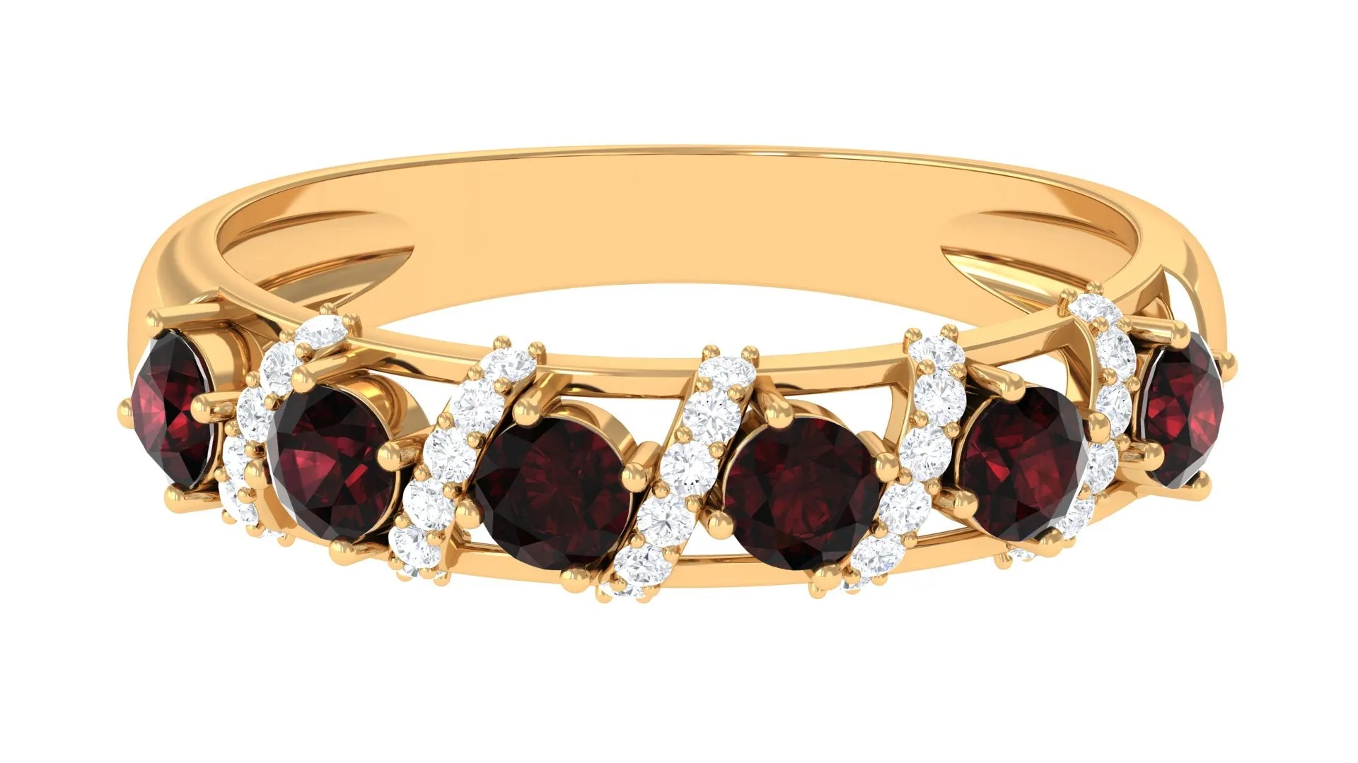 Garnet and Diamond Designer Anniversary Ring