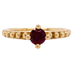 Garnet Beaded Solitaire Ring