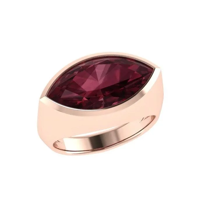 Garnet Gemstone Marquise Ring 14K Gold