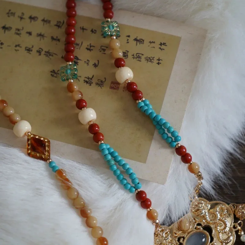 Ge Qu 歌曲 Melody Ming Dynasty Beaded Locket Back Cloud Tassel Necklace