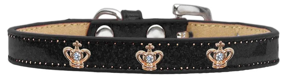 Gold Crown Widget Dog Collar Black Ice Cream Size 12