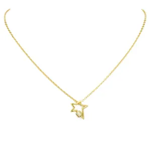 Gold Cubic Zirconia Star Pendant Necklace