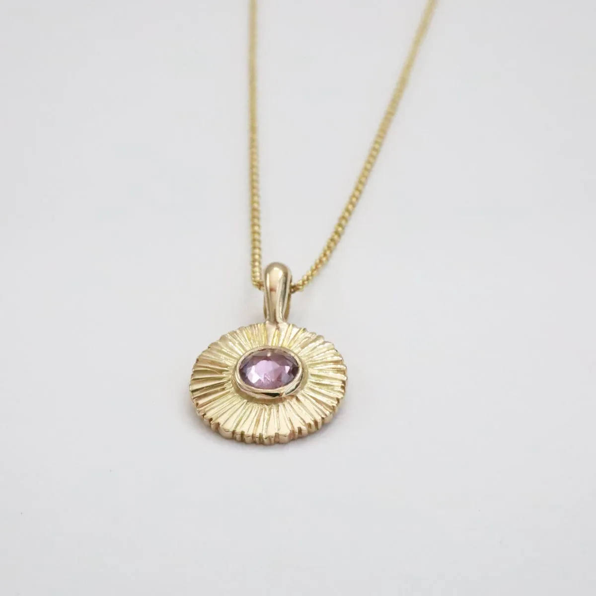 Gold Nova Necklace with Pastel Sapphire