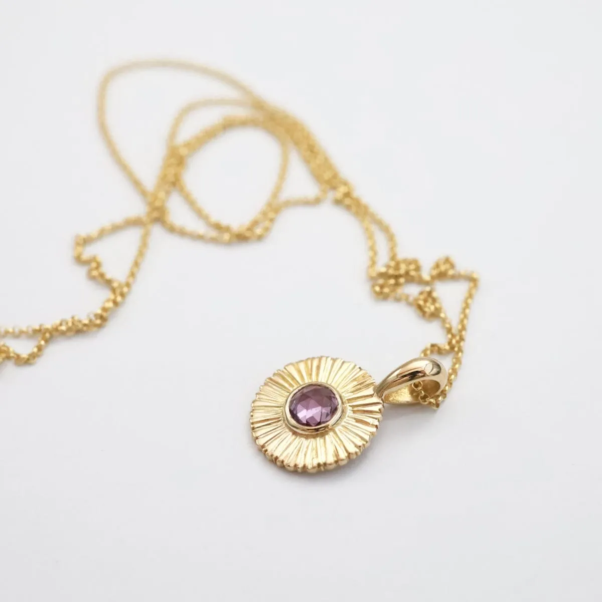 Gold Nova Necklace with Pastel Sapphire