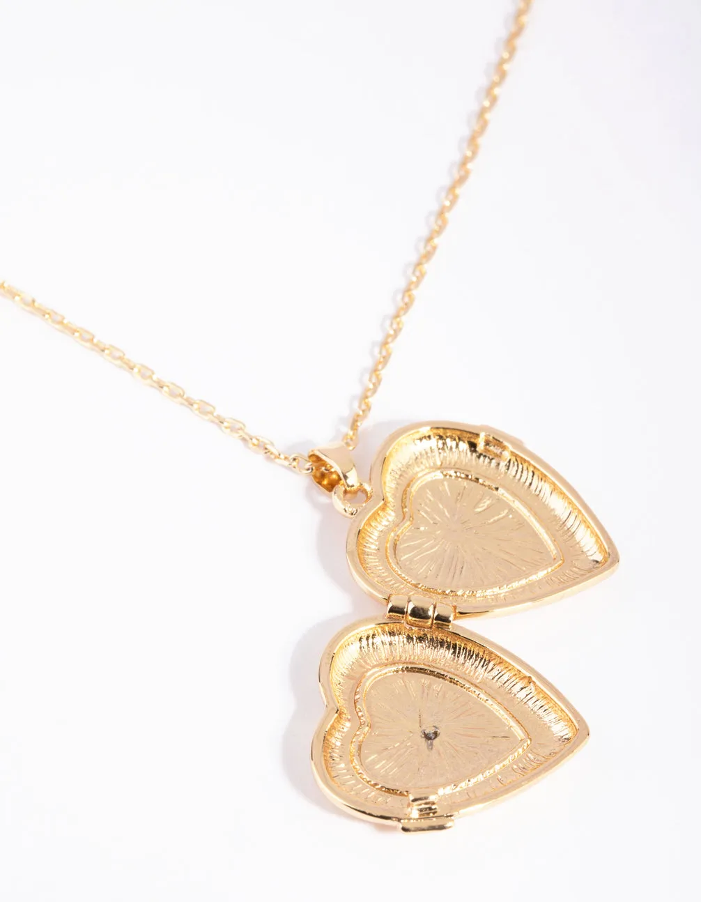 Gold Plated Heart Locket Necklace with Cubic Zirconia