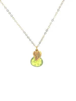 Green Garnet Citrine Leaf Necklace