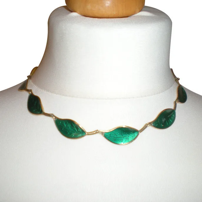 Green Leaf Statement Necklace