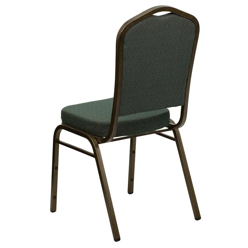 Green Patterned Fabric Stacking Banquet Chair, Gold Frame