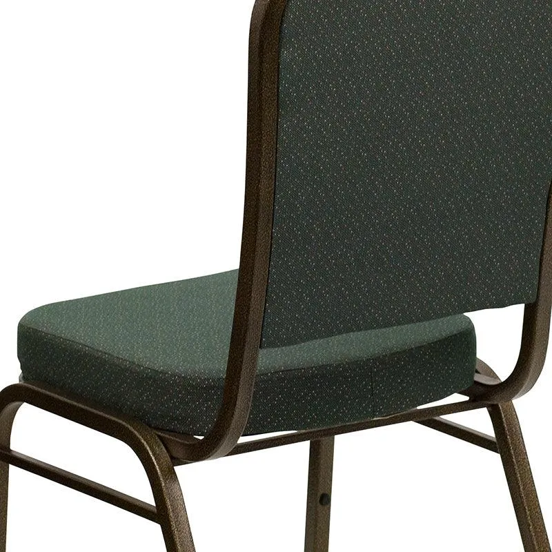 Green Patterned Fabric Stacking Banquet Chair, Gold Frame