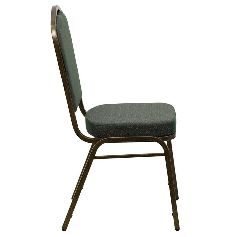 Green Patterned Fabric Stacking Banquet Chair, Gold Frame