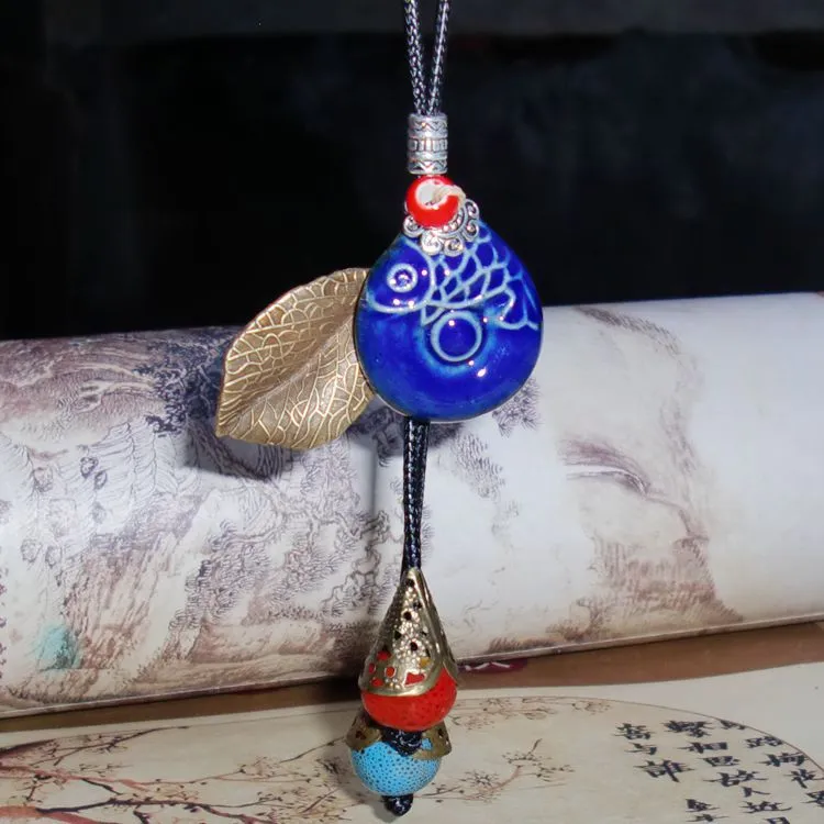 Hand-carved Bohemian Ceramic Necklace Creative Ceramics Retro Long Ethnic Style Necklace Hand-made Ladies Jewelry Gifts