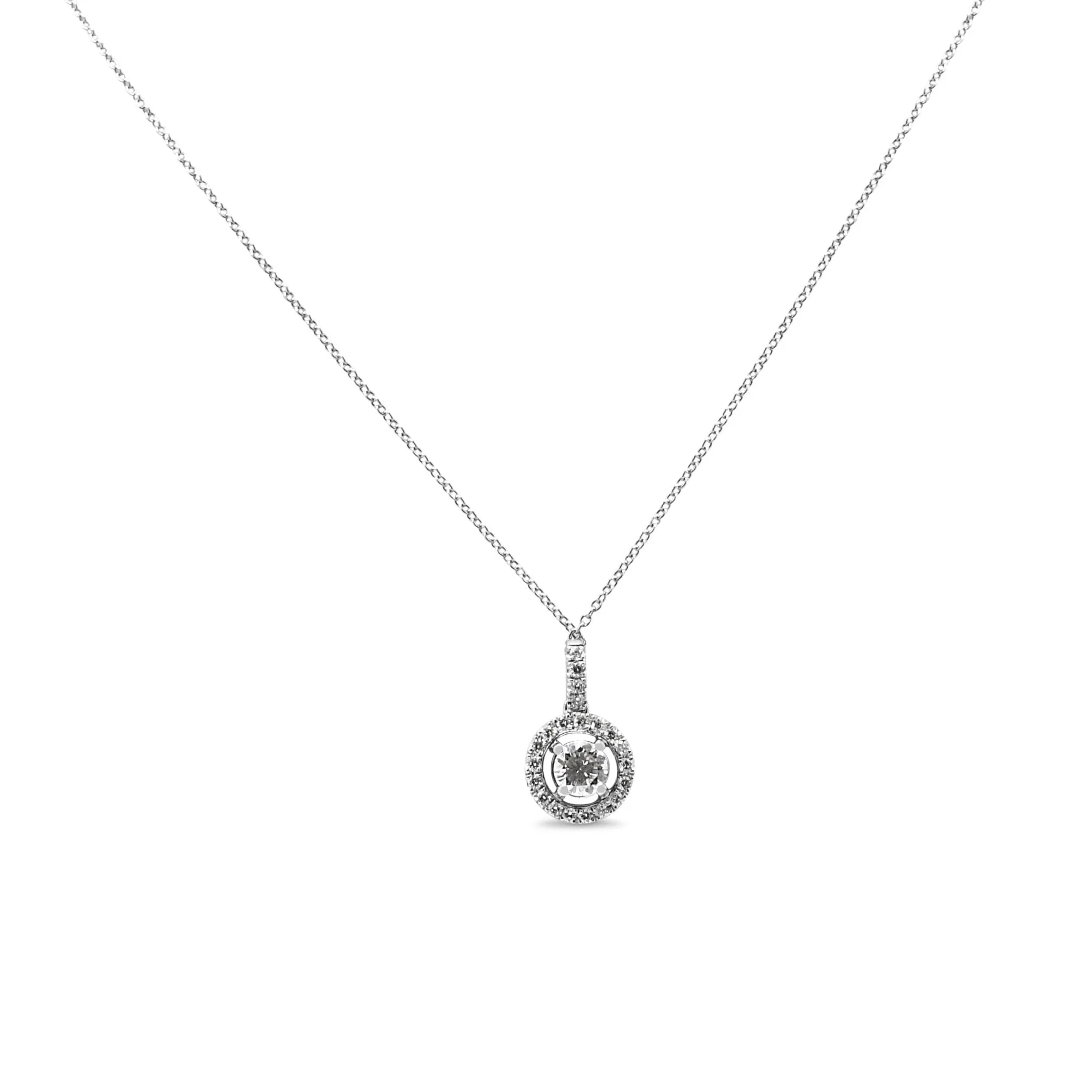 Handmade GCS Certificated Brilliant Cut Diamond Halo Pendant Necklace - Platinum