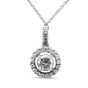 Handmade GCS Certificated Brilliant Cut Diamond Halo Pendant Necklace - Platinum