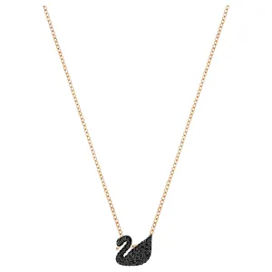 Iconic Swan Pendant Black, Rose-gold tone plated Brass Swarovski Zirconia Brass Pendant Set