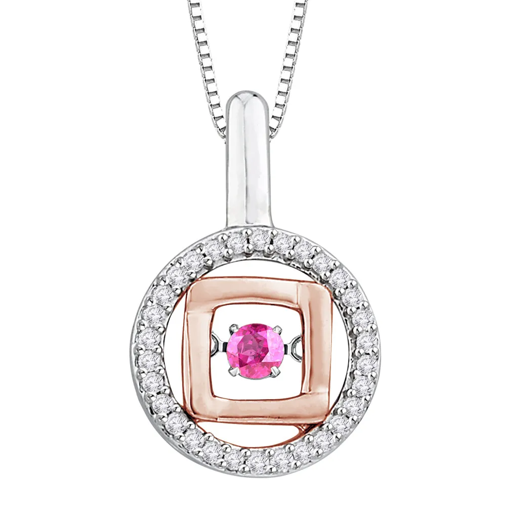 KATARINA 1/2 cttw Diamond and Pink Sapphire Fashion Pendant Necklace GH-I2-I3