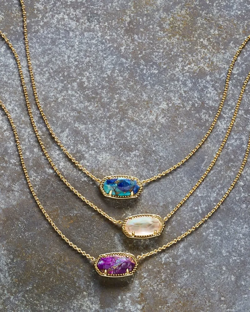 Kendra Scott Elisa Necklace Gold Bronze Veined Purple Turquoise