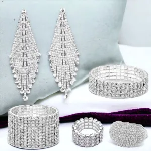 KYLIE - clear silver 5 piece rhinestone jewelry set