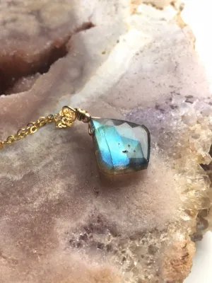 Labradorite Pendant Necklace Sterling Silver or 14k Gold Filled