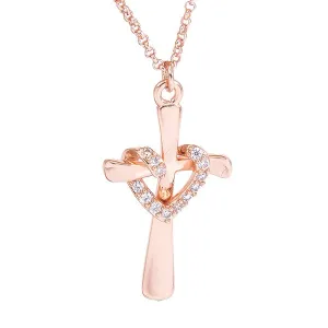 Ladies Rose Gold Cross Necklace