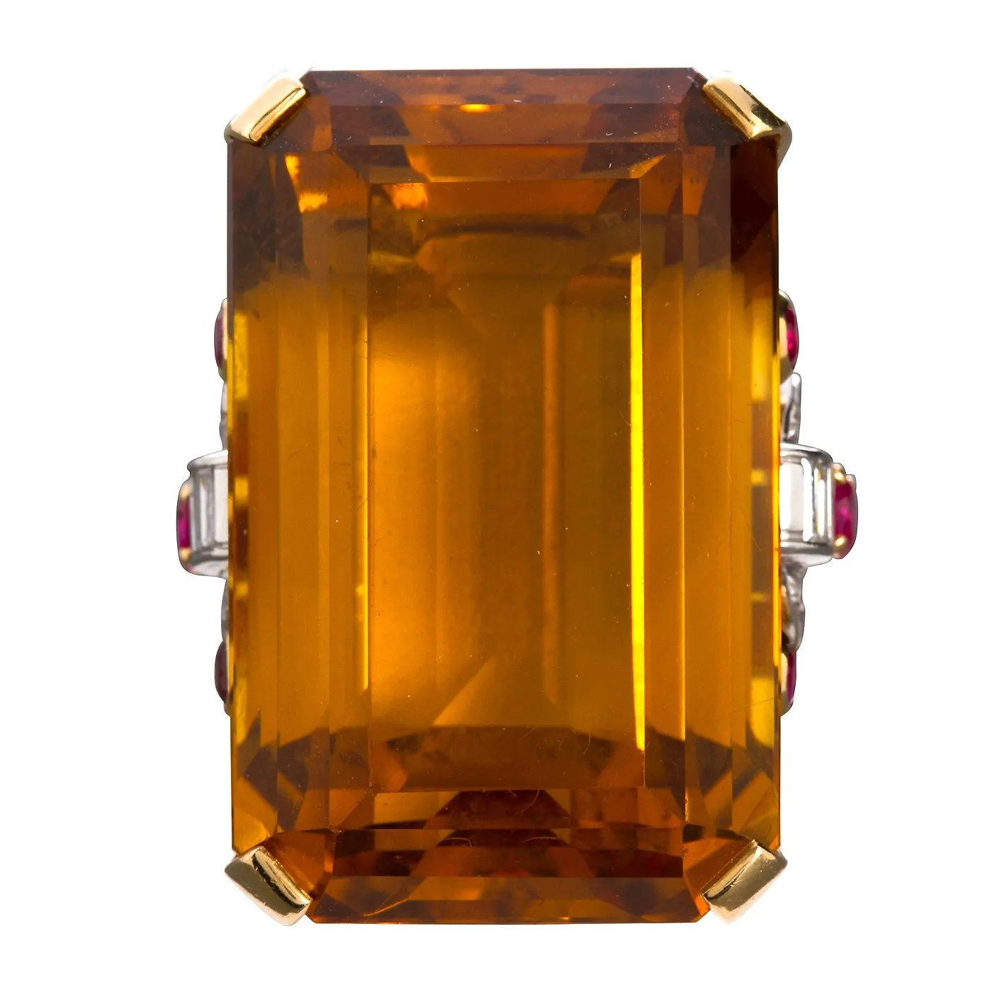 Large 75 Carat Citrine Art Deco Styled Ring