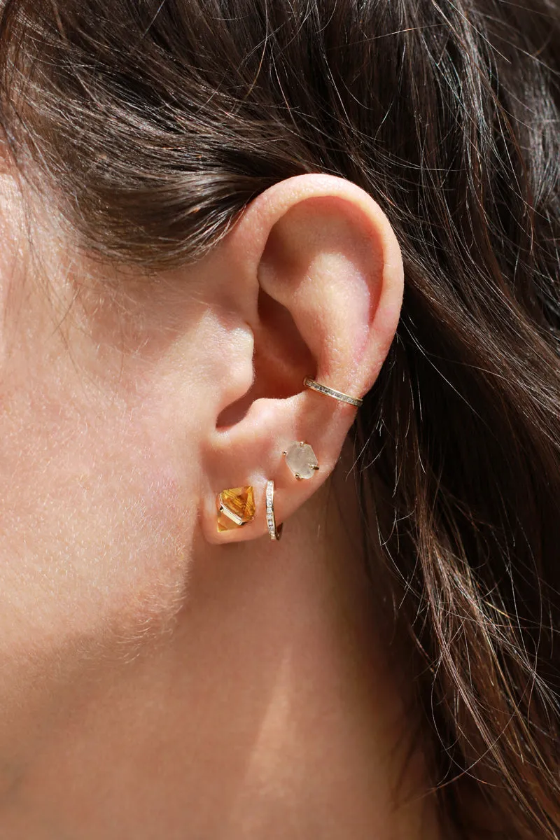 Large Herkimer cut Bezel Wrapped Citrine Stud Earrings