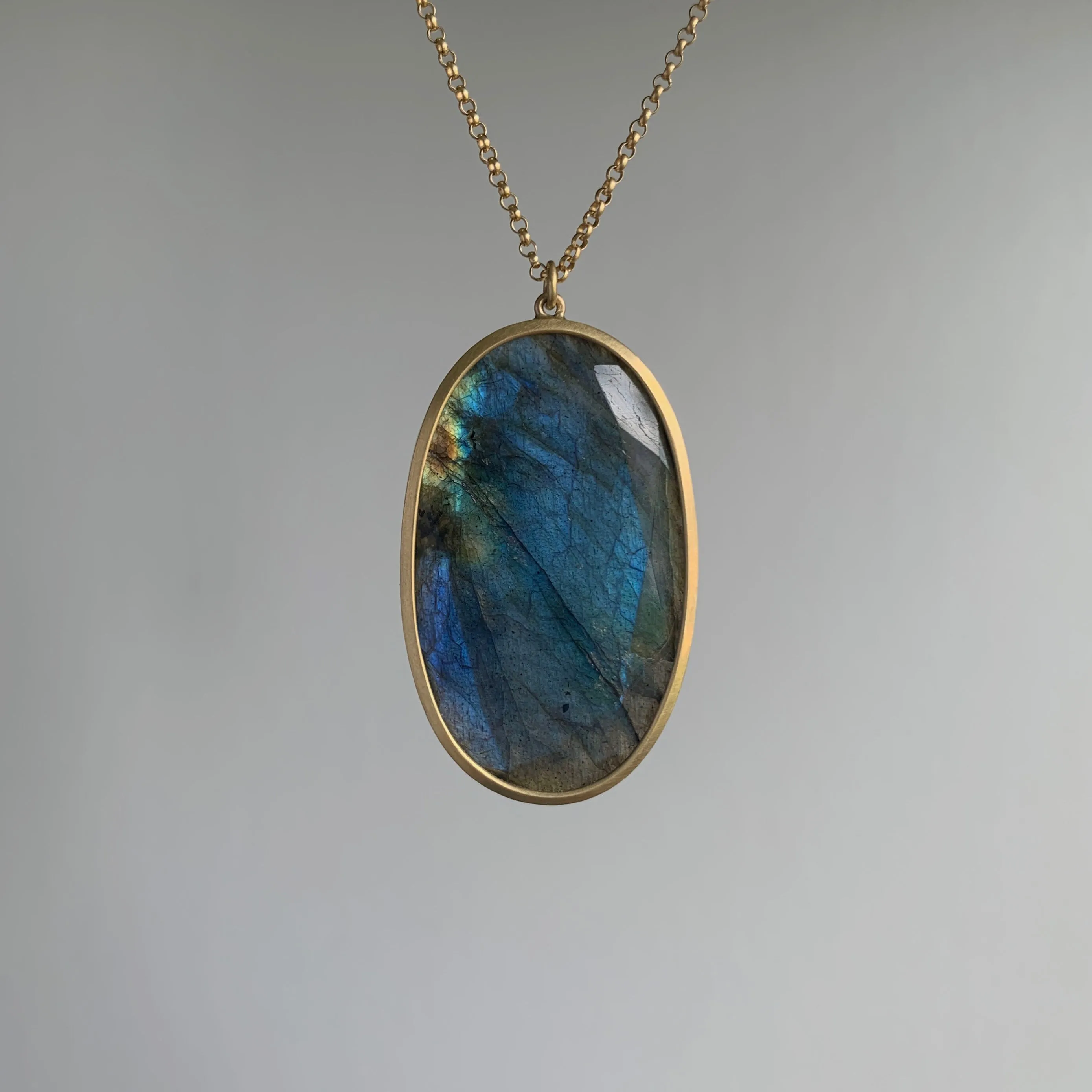 Large Oval Labradorite Pendant