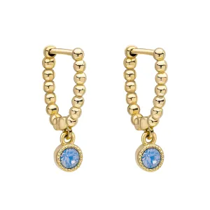 Laura Ashley Stippled Blue Crystal Gold Tone Hoop Earrings E6531