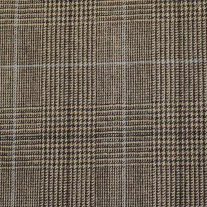 Light Brown And Black With Blue Overcheck Super 110's Flannel Suiting