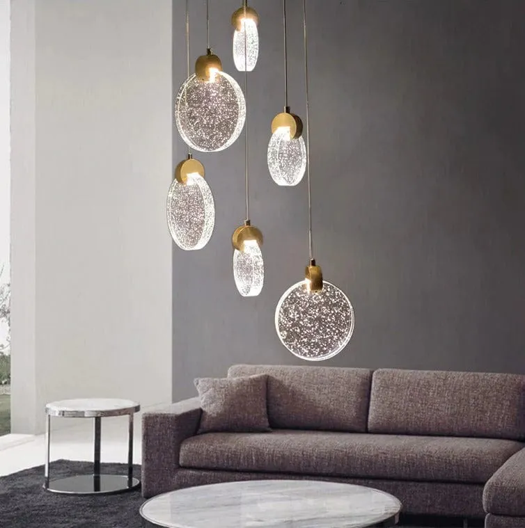 Light Gold Crystal LED Hanging Pendant Light