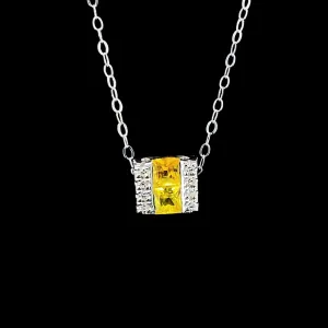 #LoveLVNA | Classic Yellow Sapphire Bar Gemstones Diamond Necklace 14kt