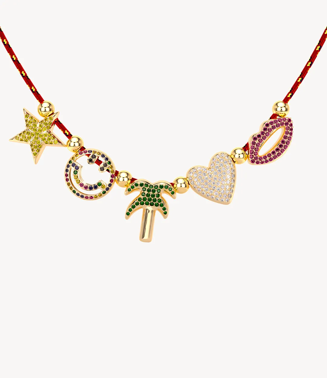 Luxe Jewel Charm Cord Necklace