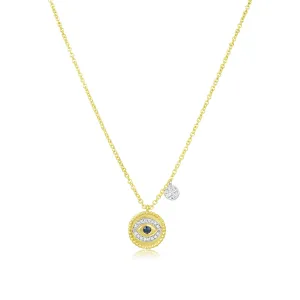 Meira T  Brushed Gold and Sapphire Evil Eye Necklace