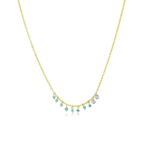 Meira T -Dainty Turquoise Bezel Necklace - Gold