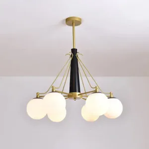 Milky Glass Chandelier Light Fixture - Modern Style, 6/8 Lights, Gold Finish, Ideal for Living Room Ceiling Pendant Lighting