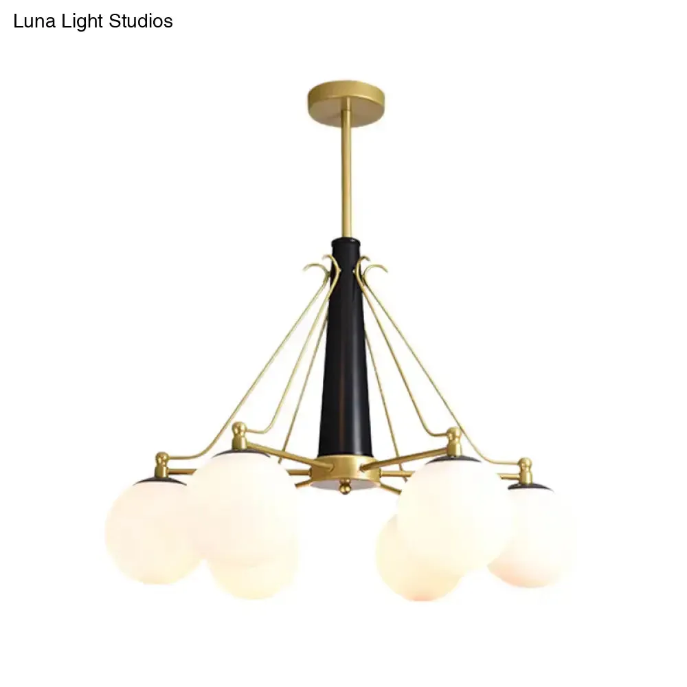 Milky Glass Chandelier Light Fixture - Modern Style, 6/8 Lights, Gold Finish, Ideal for Living Room Ceiling Pendant Lighting
