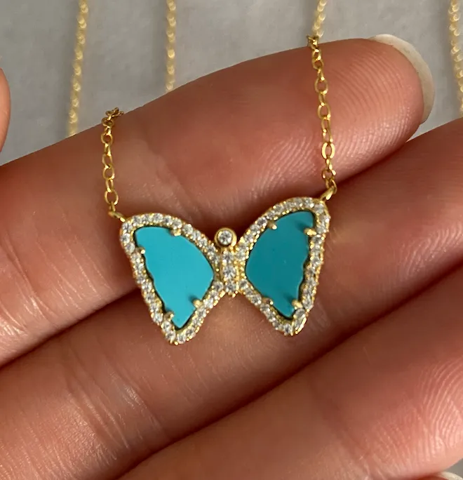 Mini Turquoise Butterfly Necklace