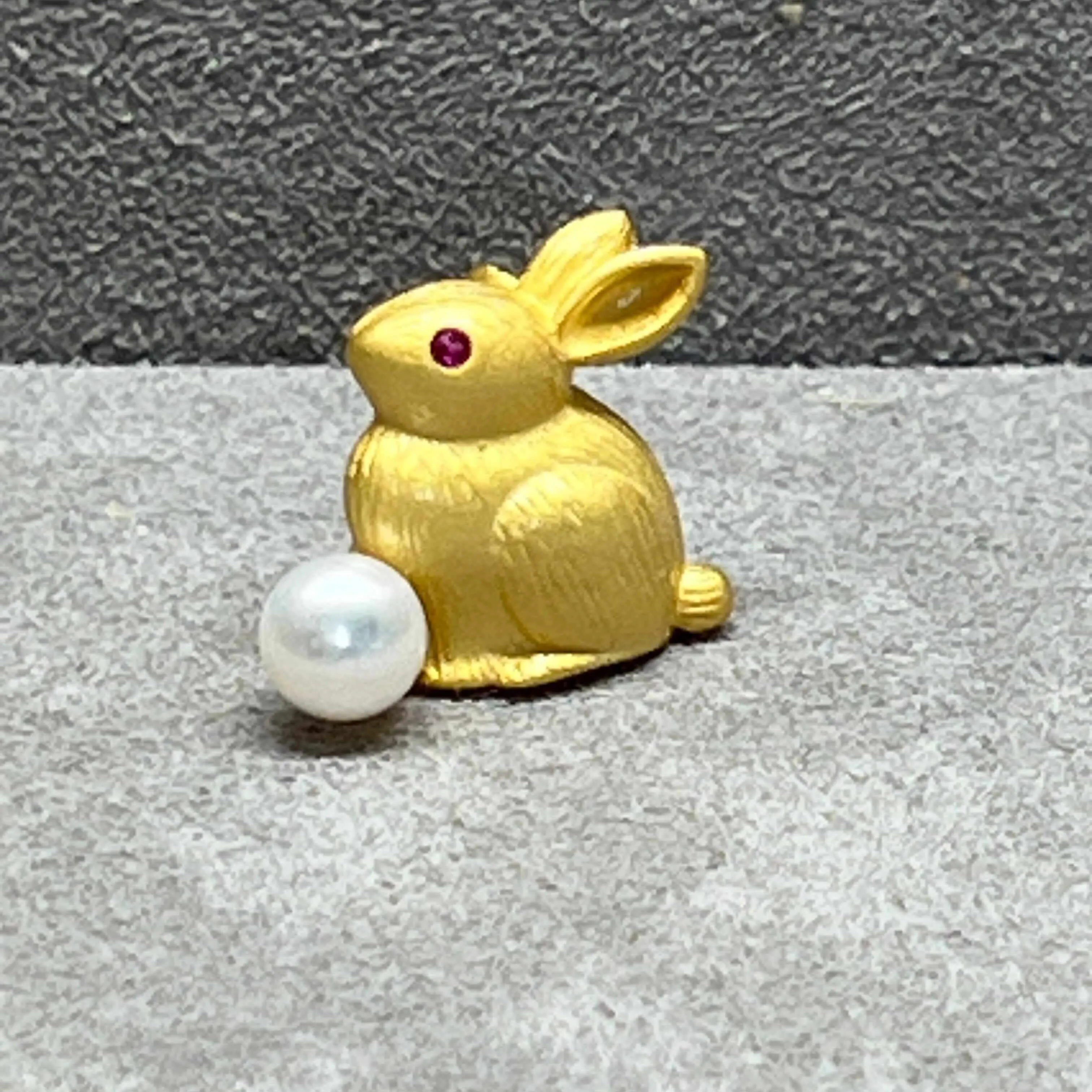 Miniature Rabbit Sterling Silver & Gilt Brooch