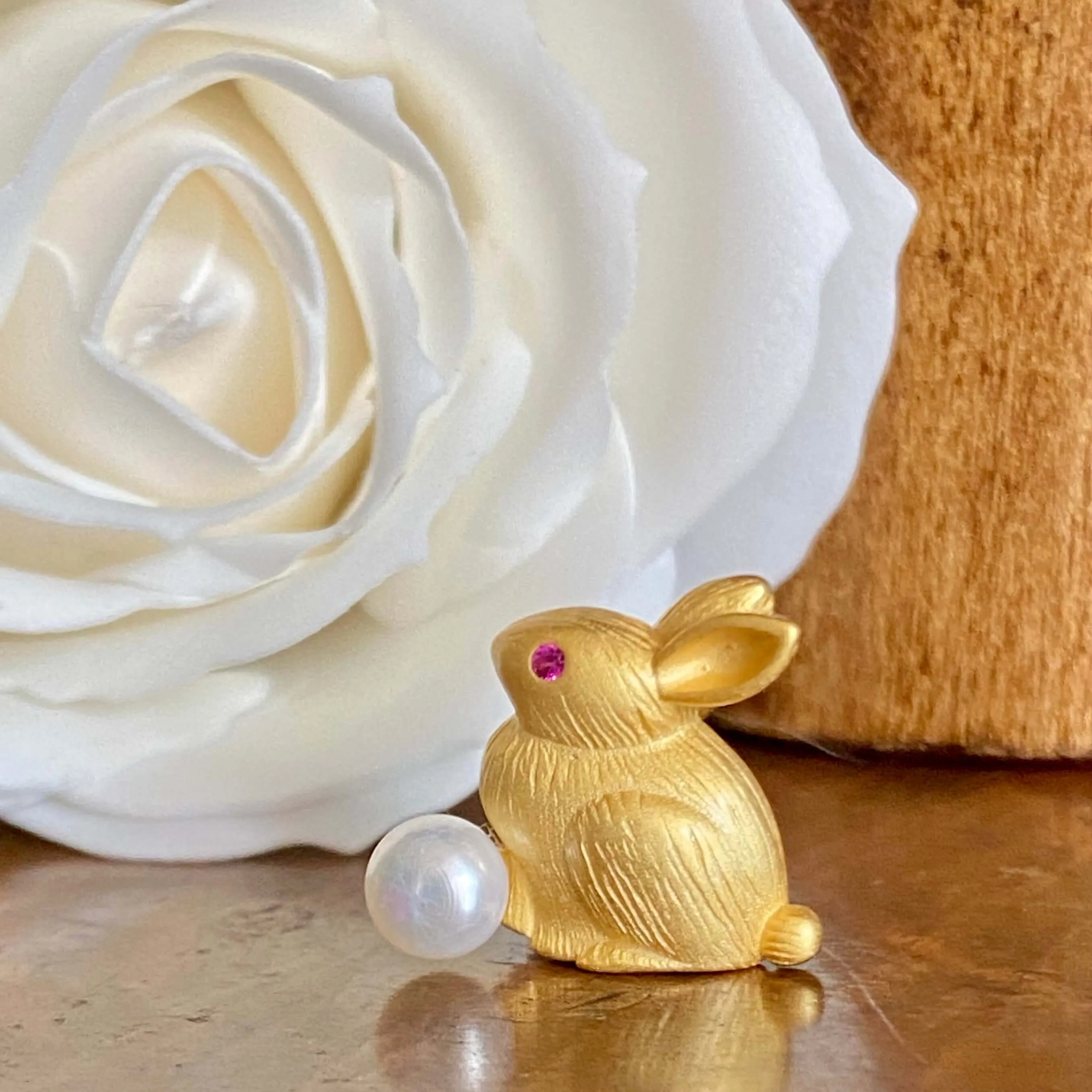 Miniature Rabbit Sterling Silver & Gilt Brooch