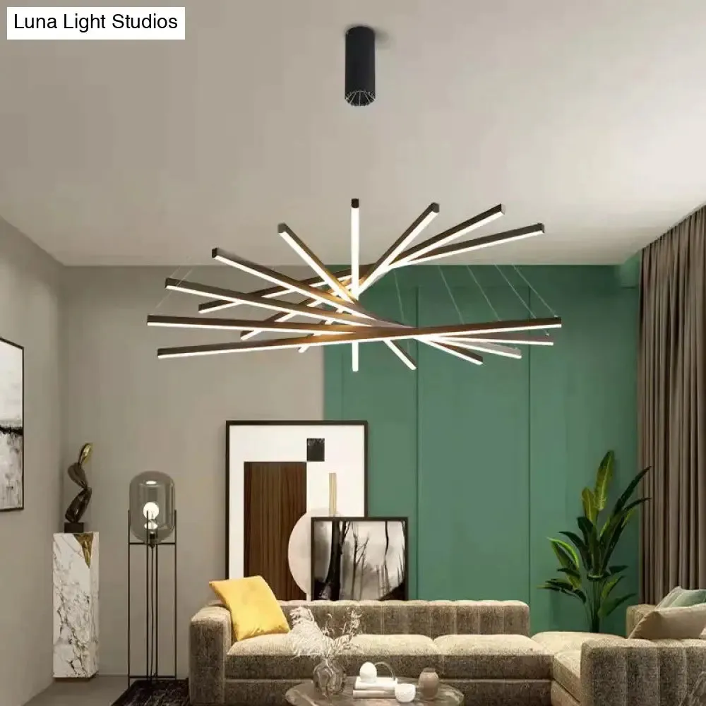 Modern Black Stair Chandelier simple modern duplex building high-rise empty living Dining room hall Bedroom Staircase long LED line lamp