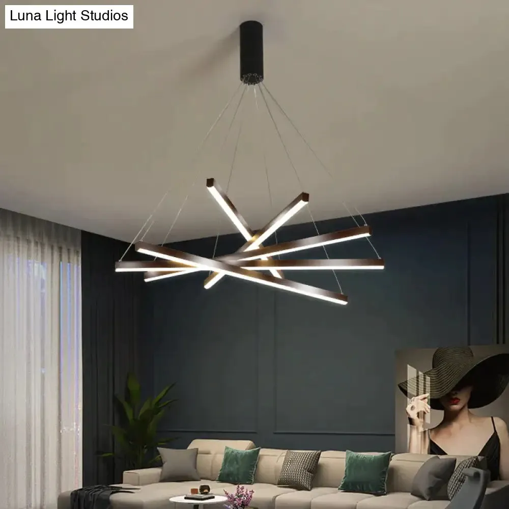 Modern Black Stair Chandelier simple modern duplex building high-rise empty living Dining room hall Bedroom Staircase long LED line lamp