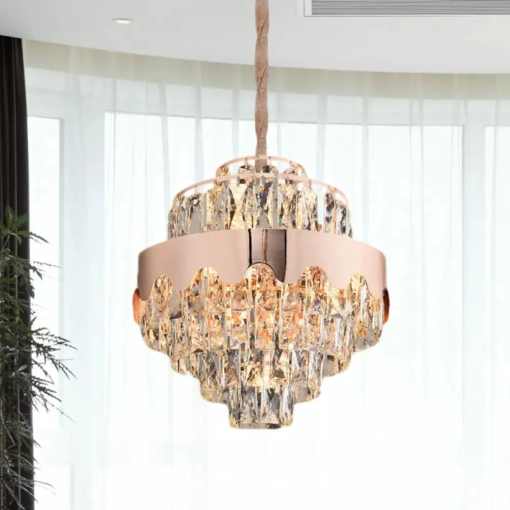 Modern Gold Crystal Tiered Chandelier - 7/12 Lights - Dining Room Pendant