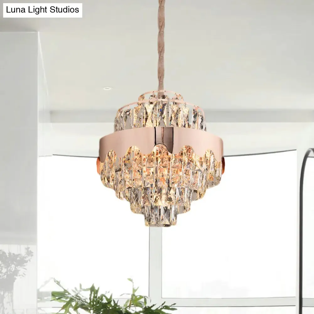 Modern Gold Crystal Tiered Chandelier - 7/12 Lights - Dining Room Pendant