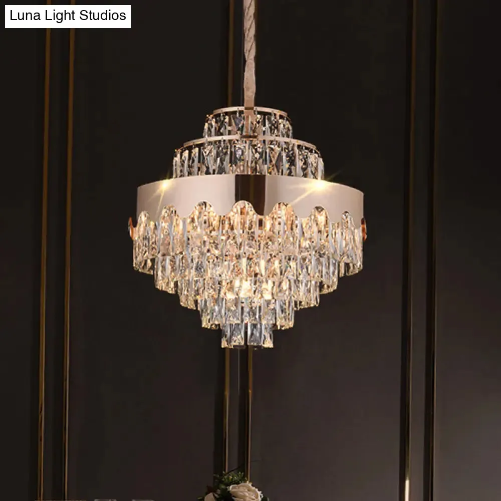 Modern Gold Crystal Tiered Chandelier - 7/12 Lights - Dining Room Pendant