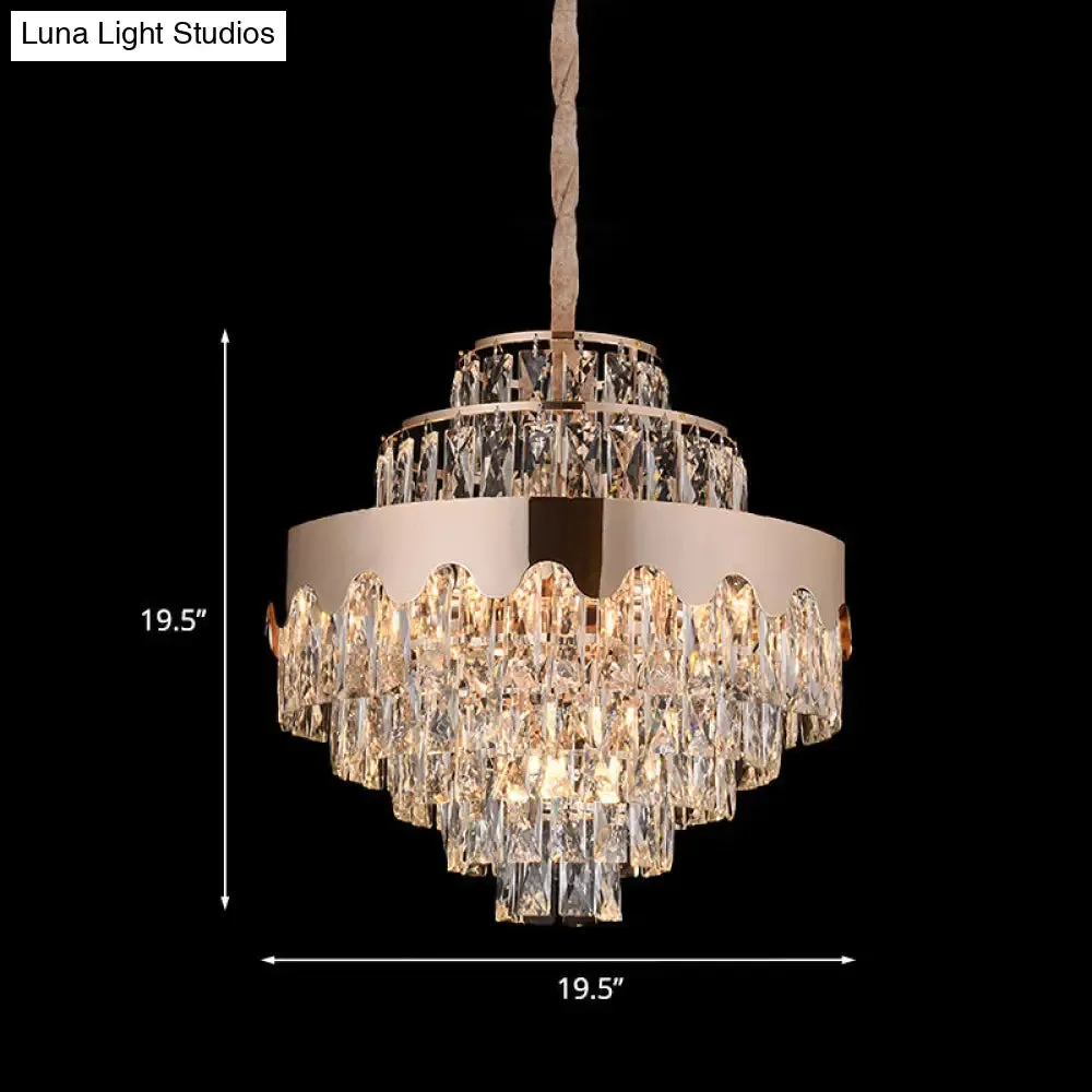 Modern Gold Crystal Tiered Chandelier - 7/12 Lights - Dining Room Pendant