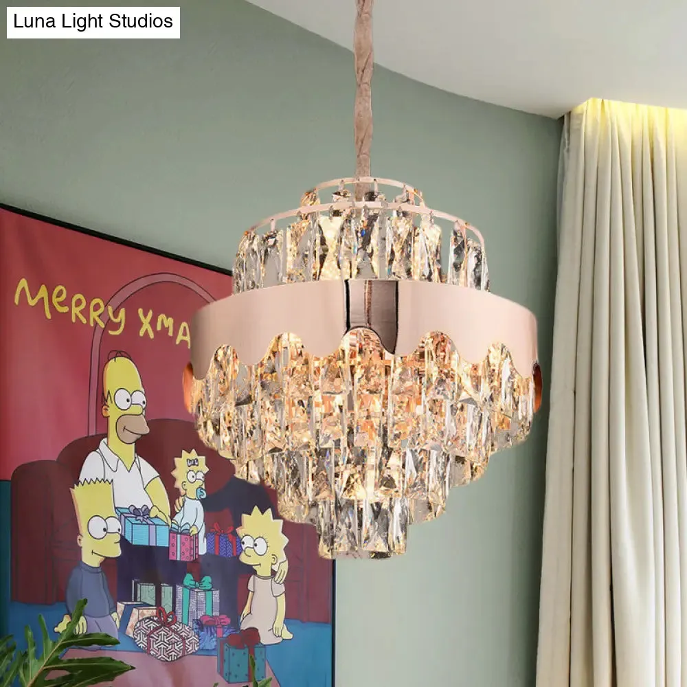 Modern Gold Crystal Tiered Chandelier - 7/12 Lights - Dining Room Pendant