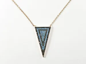 Modern Layered Triangle Design Micro CZ Setting Pink Gold Chain Silver Necklace