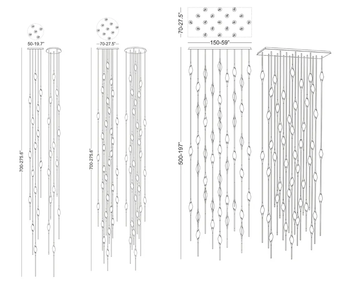 Modern Stick Crystal Chandelier for Staircase/Foyer/Entryway