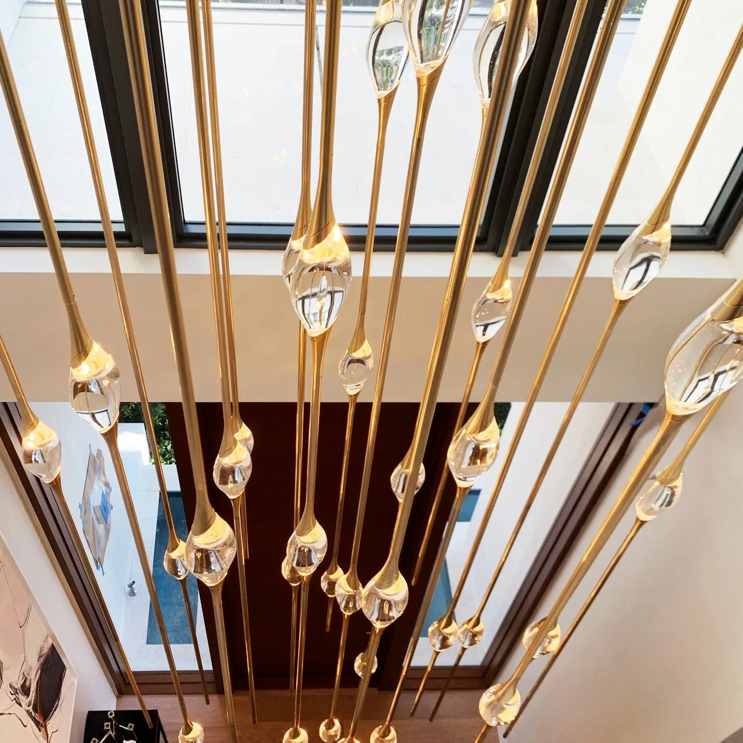 Modern Stick Crystal Chandelier for Staircase/Foyer/Entryway